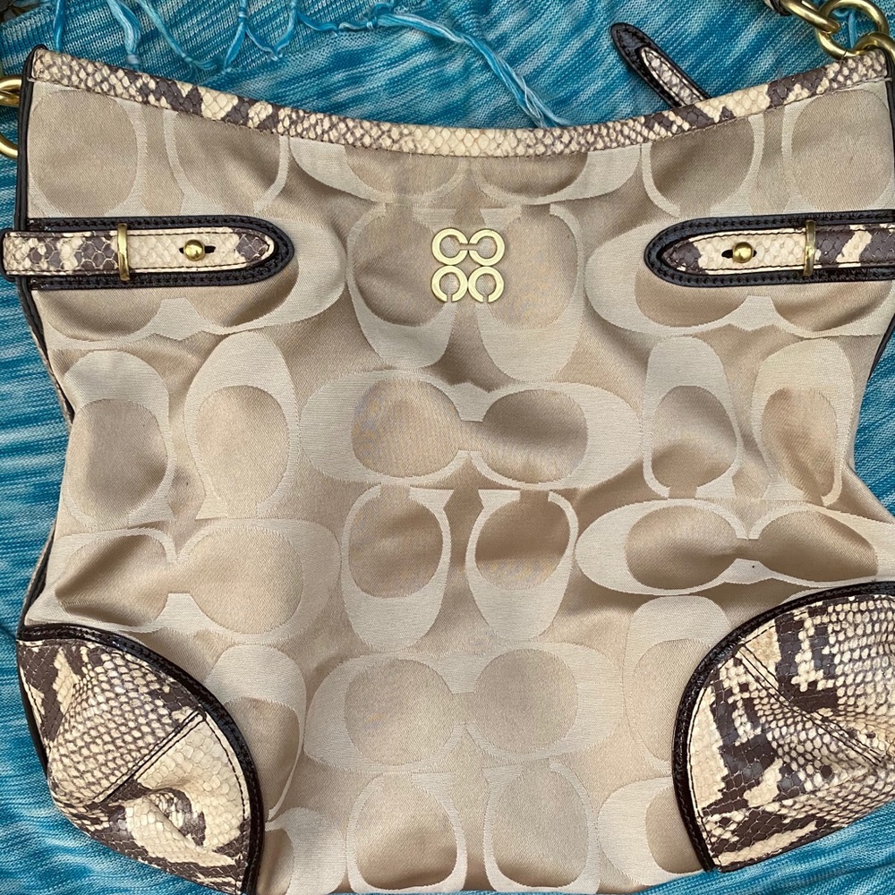Coach Colette Signature Sateen Shoulder Hobo Bag